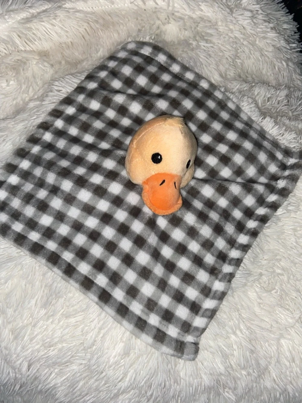 Hudson Baby Yellow Duck Plush Lovey with Gray Plaid Blanket